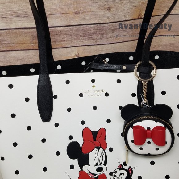 Disney x kate spade new york minnie mouse tote bag Polka Dot Coin Purse Black - Picture 2 of 16